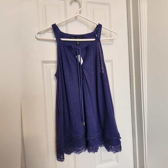WHBM Blue Tank top with Crochet Lace detail, Size XS - Picture 3 of 5